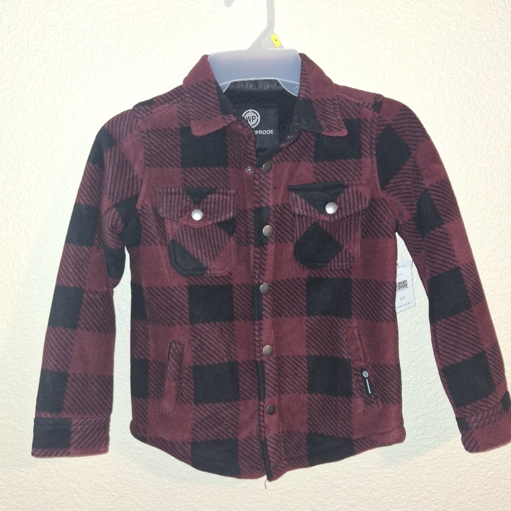 Weatherproof Kids Checkered Jean Jacket - Red and Black New 6/7